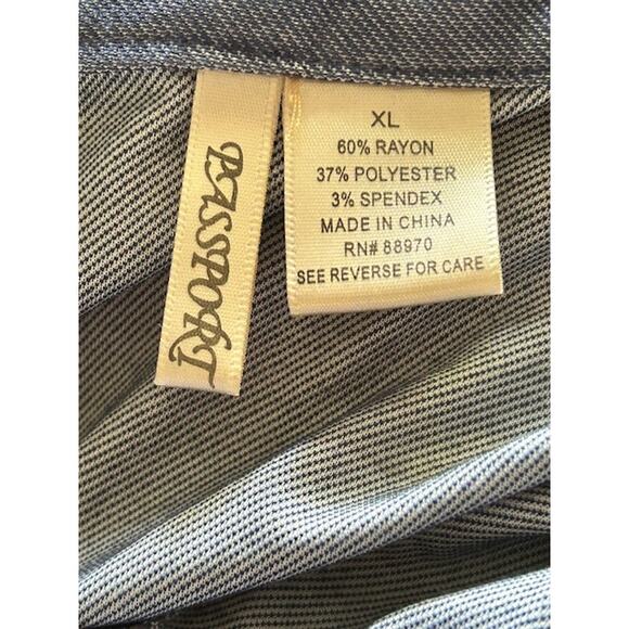 Passport Blue Button Down Tunic Shirt XL  Long Sleeve Lightweight Rayon Blend - Picture 5 of 6